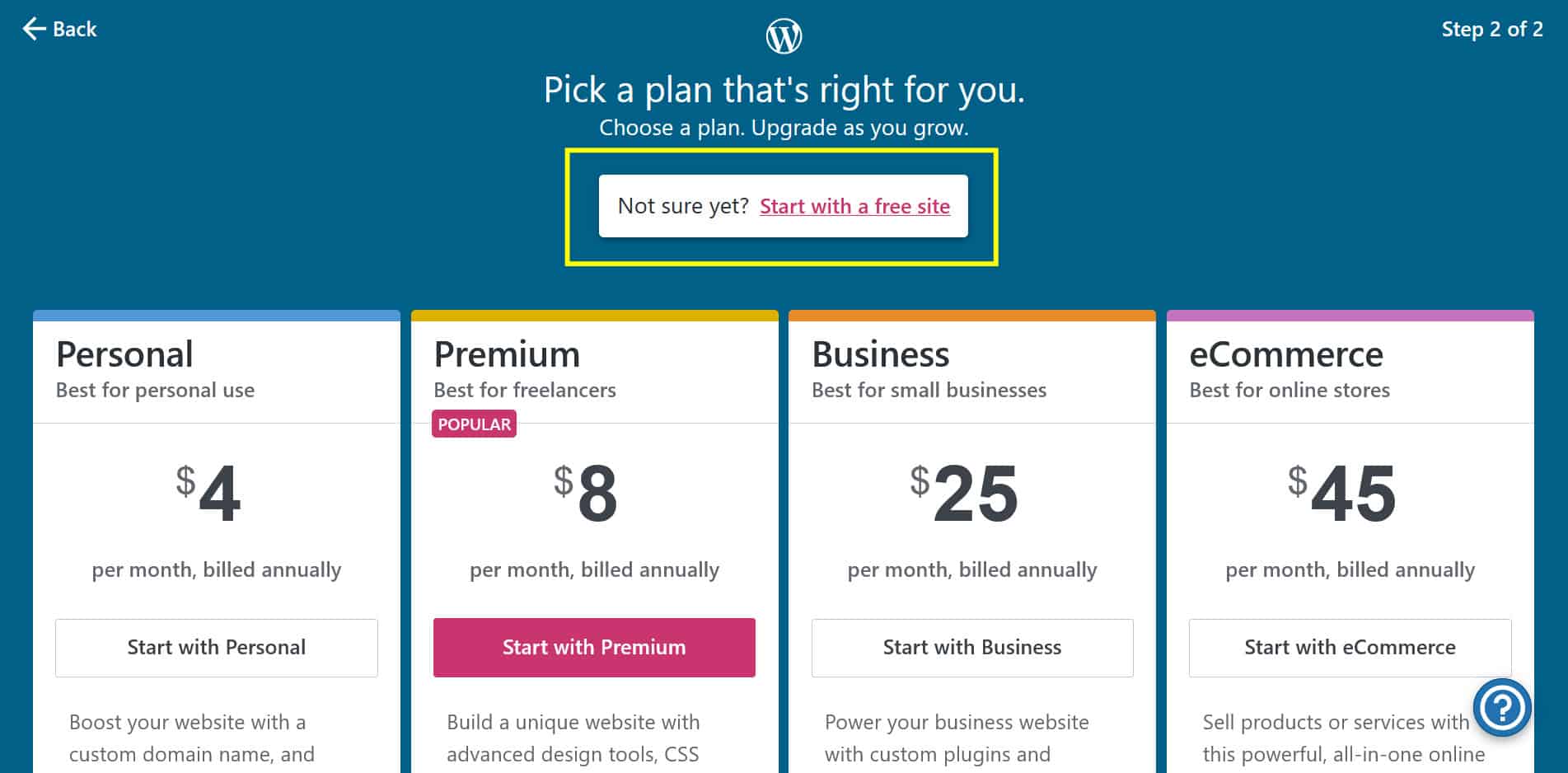 wordpress-free-account