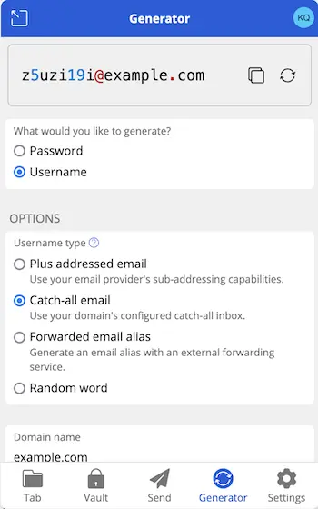 bitwarden-username-generator